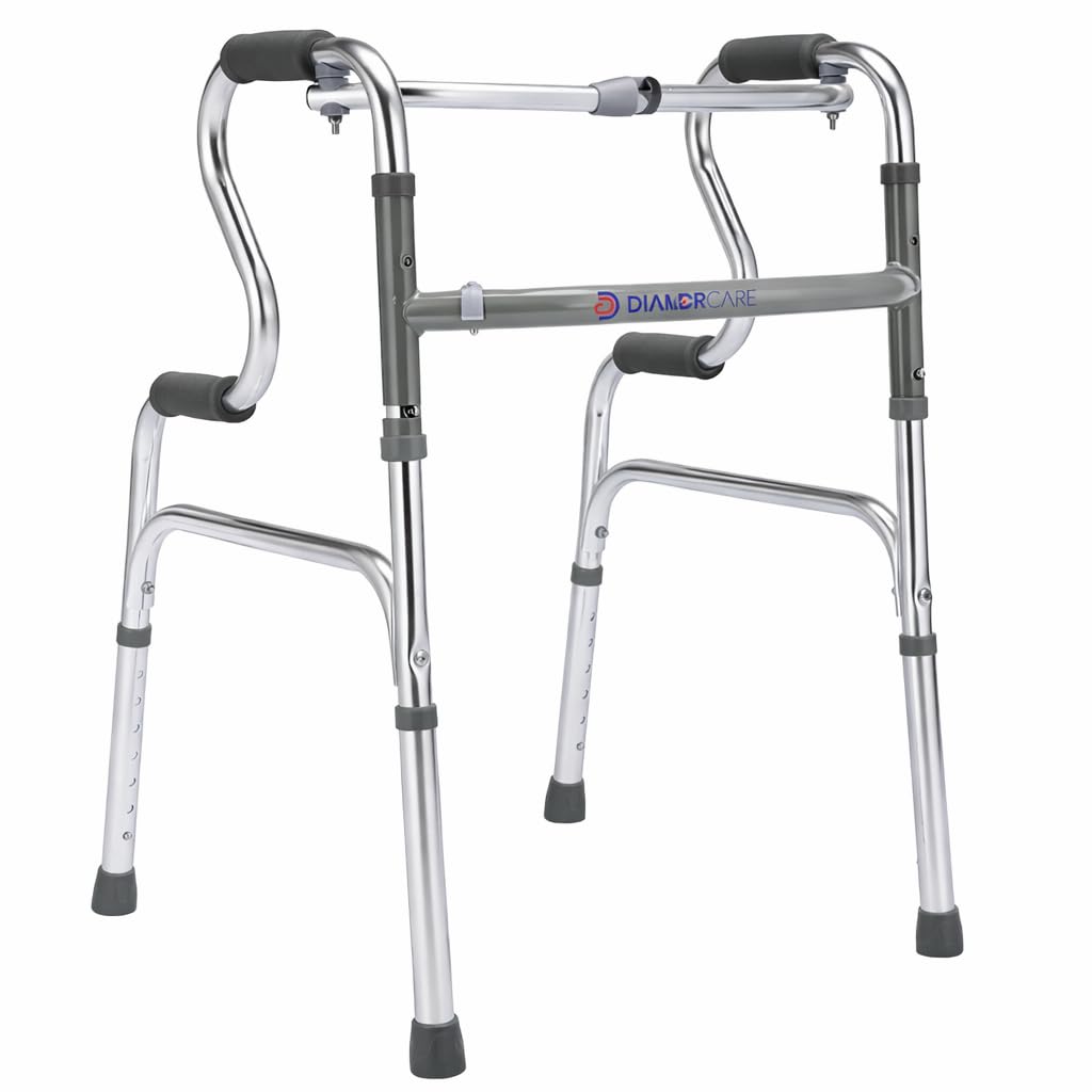 DIALDRCARE Double Handle Aluminum Folding Step-up Walker for Adult Walking Mobility Aid for Senior Citizens (Grey)-image-8