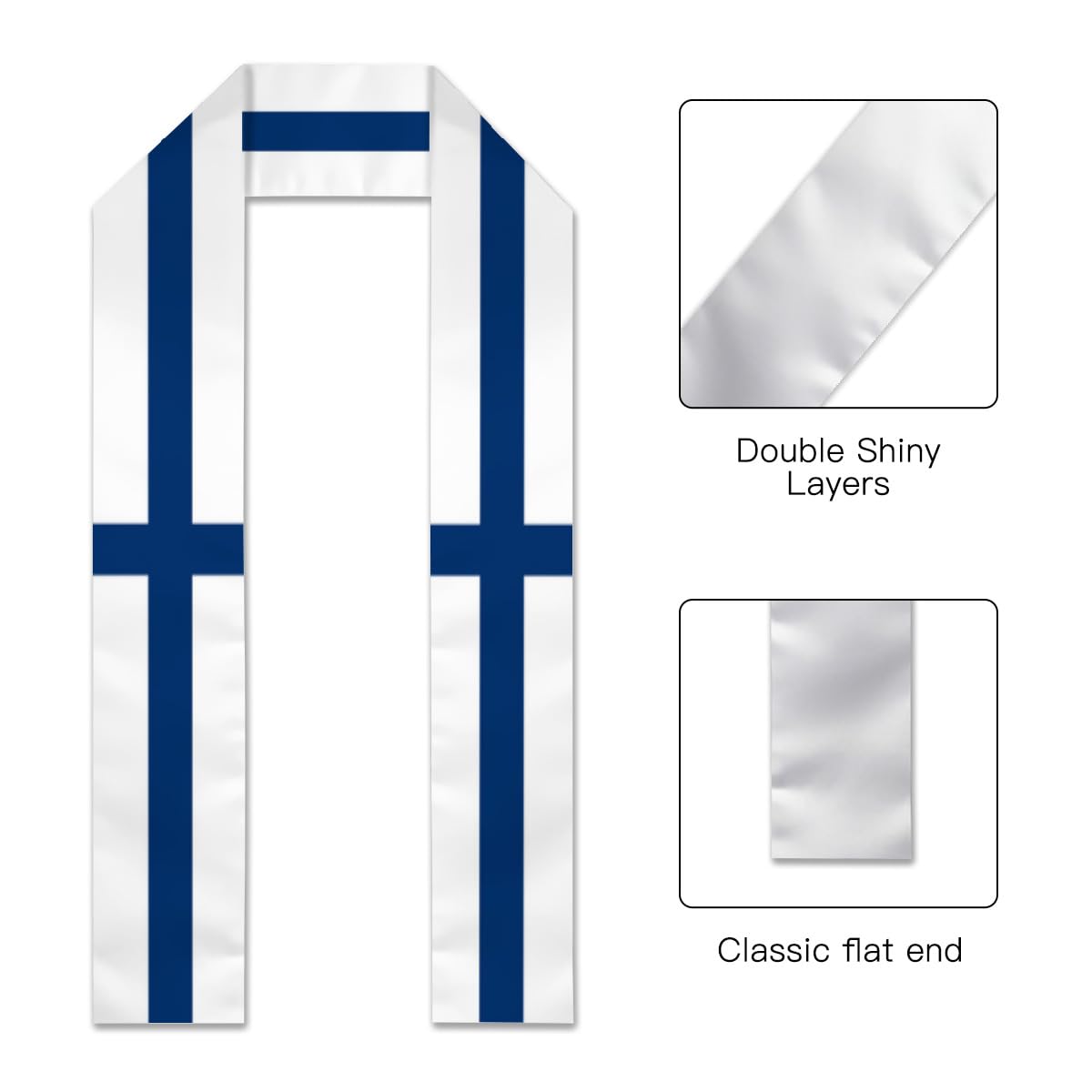 Finland Flag Graduation Sash,Graduation Stole Scarf Gifts for International Student