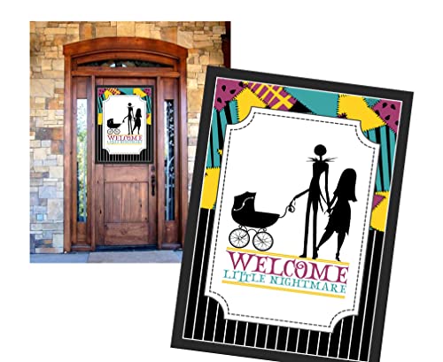Image of Silly Goose Gifts Welcome Little Nightmare - Before Christmas Themed Baby Shower Poster Sign Decor Decoration Supply 19x13in Door Yard Wall