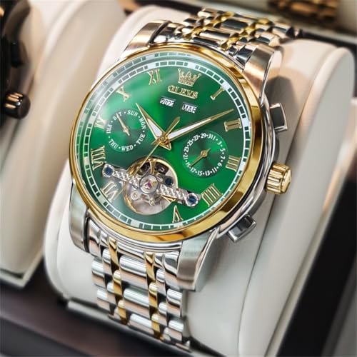 Image of OLEVS Automatic Watch for Men Self Winding Mechanical Luxury Business Stainless Steel Multi Calendar Waterproof Luminous Wrist Watches