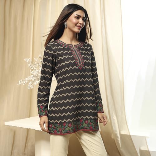 Image of BIBA Women Polyester Straight Printed Kurti