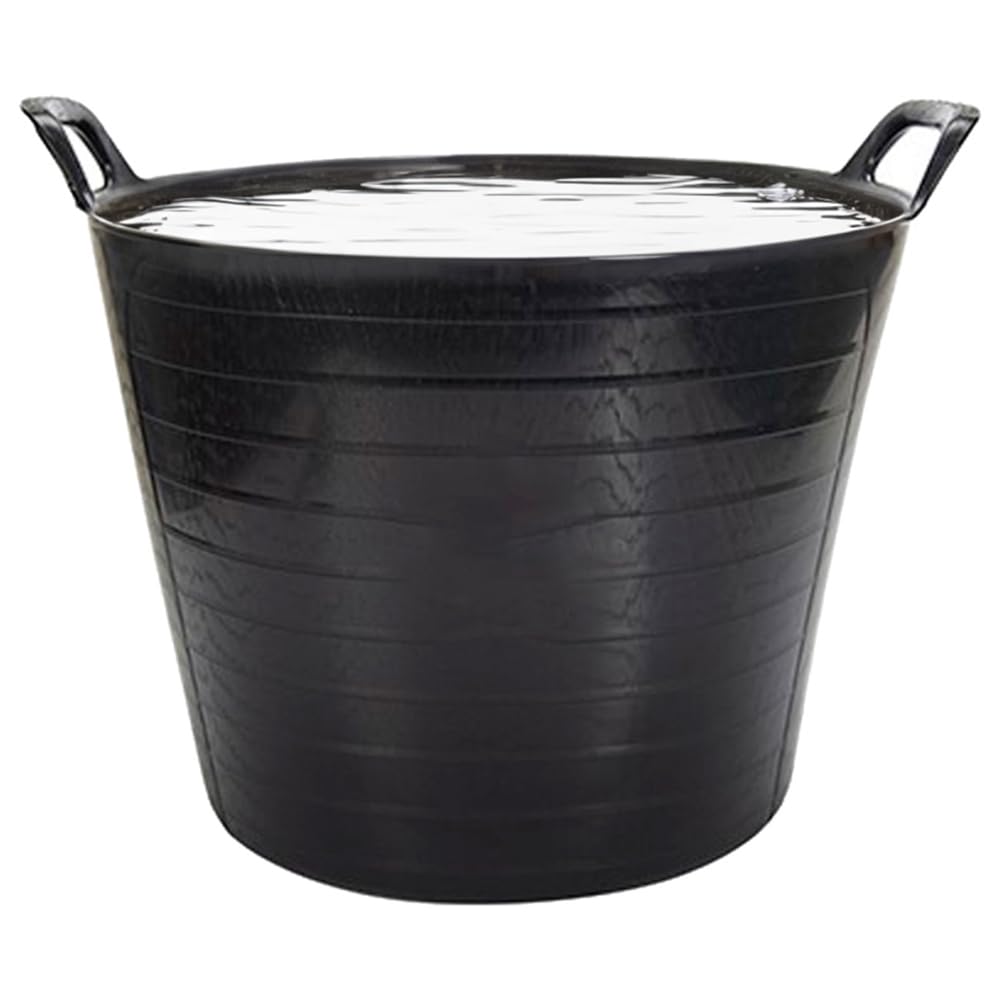 Capazo con Asa Reforzada (Negro, 42l) - Flexible y Resistente, Uso agrícola, jardín, Obras, Limpieza, construcción, lavandería, hogar...