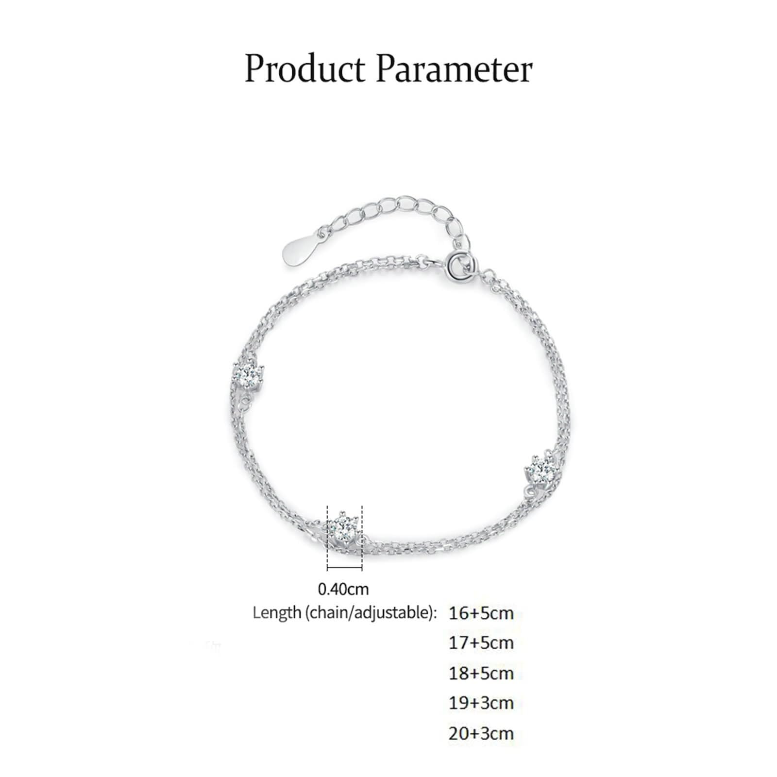 Pulseras para mujer, bonitas pulseras de cadena de doble capa con moissanita, regalos únicos para amigas y mujeres