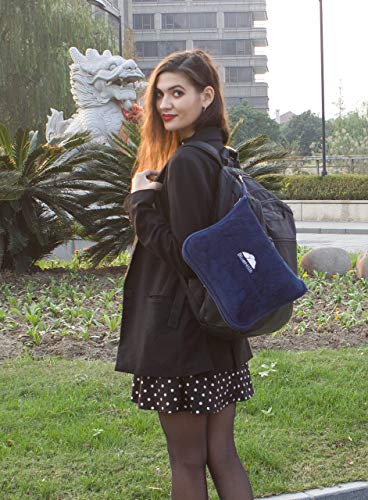 Bluehills Premium Soft Travel Blanket Pillow Airplane Blanket Packed In Soft Bag Pillowcase With Hand Luggage Belt And Backpack Clip, Compact Pack Large Blanket For Any Travel (Navy Blue T002) #TOP6