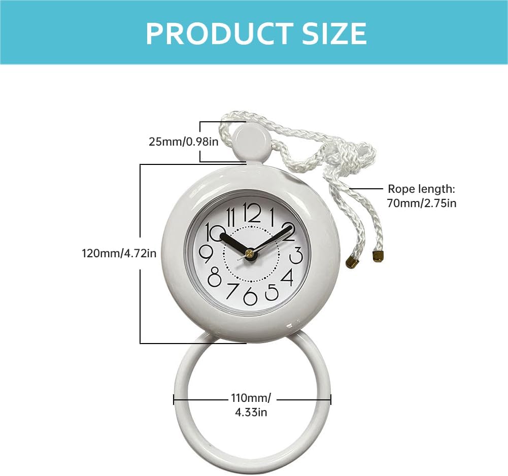 Waterproo-f Bathroom Shower Clock, Silent Analog Quartz Clock, Dual-Purpose Hanging Stand Shower Clock for Bathroom Kitchen, Easy Reading(Size:Type 2)