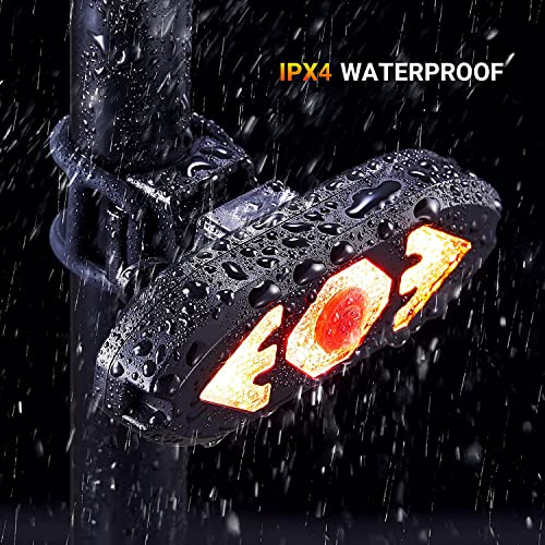 Bike Tail Light with Turn Signals Wireless Remote Control Waterproof Bicycle Rear Light Back USB Rechargeable Ultra Bright Safety Warning Cycling Taillight for Night