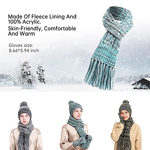 Honnesserry Winter Warm Beanie Hat Scarf And Touchscreen Gloves Set For Womens Skull Caps Neck Scarves With Fleece Lined #TOP4