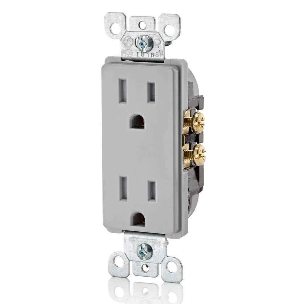 Leviton 15 Amp Decora Tamper-Resistant Duplex Electrical Wall Outlet, T5325-GY, Gray
