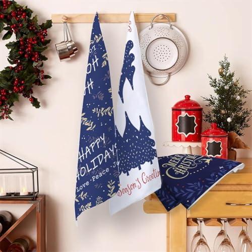 Honseadek Festive Christmas Dish Towels - Eco Friendly Kitchen Towels Set of 4, Machine Washable & Stain Resistant Holiday Cleaning Cloths(XWJ269-272 40 * 59cm)