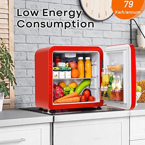 TANGZON Mini Fridge, 42L/68L Compact Portable Refrigerator with Auto Defrost, Reversible Hinged Door, Adjustable Temperature and Glass Shelf, Table Top Cooler for Home, Office & Dorm (42L, Red)