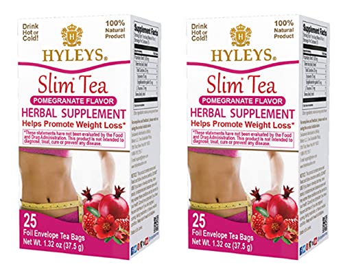 Hyley's Pomegranate Slim Tea 25 Foil Envelopes PACK OF 2