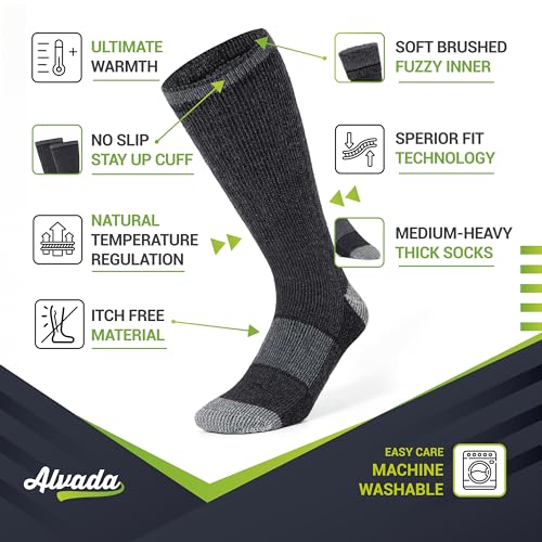 Image of Alvada Warm Thermal Wool Socks for Winter Moisture Wicking and Breathable Cozy Boot Socks