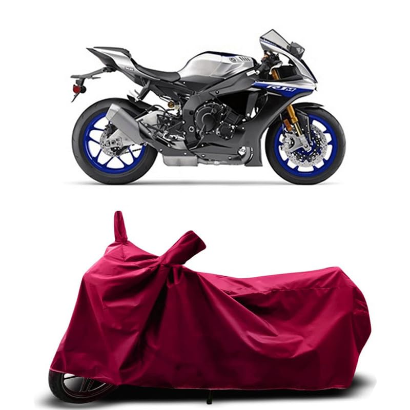 Image of DUFFEL-Two Wheeler Bike Body Cover Compatible for Yamaha YZF R1 M Heat Protectio /UV-Rays /Birds Dropping /DustProof /Waterproof Indoor Outdoor and Parking Full Body Protection All Variants [MAHROON]