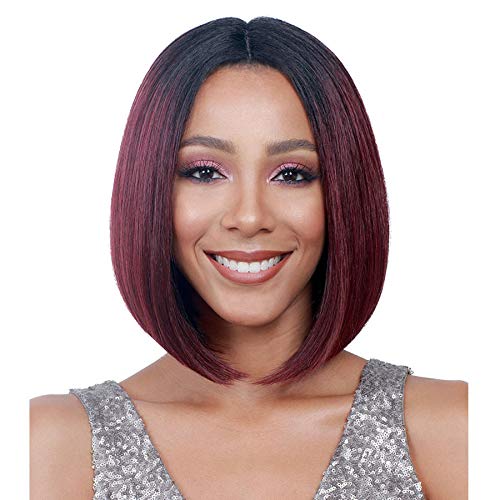 T99j Dark Wine Ombre Human Hair Bob Wigs Short Malaysia Virgin Hair Full Lace Front Wigs for Black Women (8"LaceFrontWig)