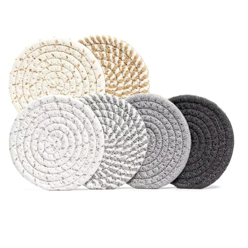 Soulnioi Cotton Place Mats, Round Cotton Rope Woven Table Mats