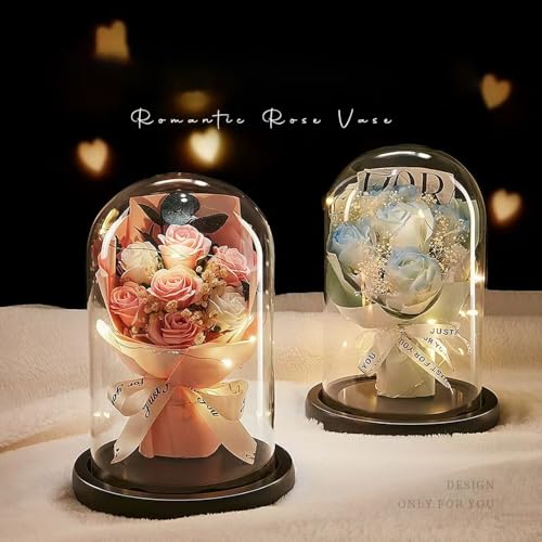 お供え花 プリザーブドフラワー バラ ギフト プレゼント お供え ガラスドーム 仏花 モダン 御供 花 現代 洋風 法事 母の日 贈り物 フラワーギフト 枯れない花 長持ち お彼岸 法事 誕生日 記念日 結婚祝い 退職祝い (7本の赤いバラ) [4]