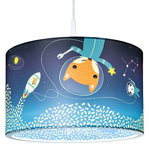 Preisvergleich Produktbild Elobra Kinderlampe Little Astronauts Space Mission, E27 Hängeleuchte, Kunststoff, blau