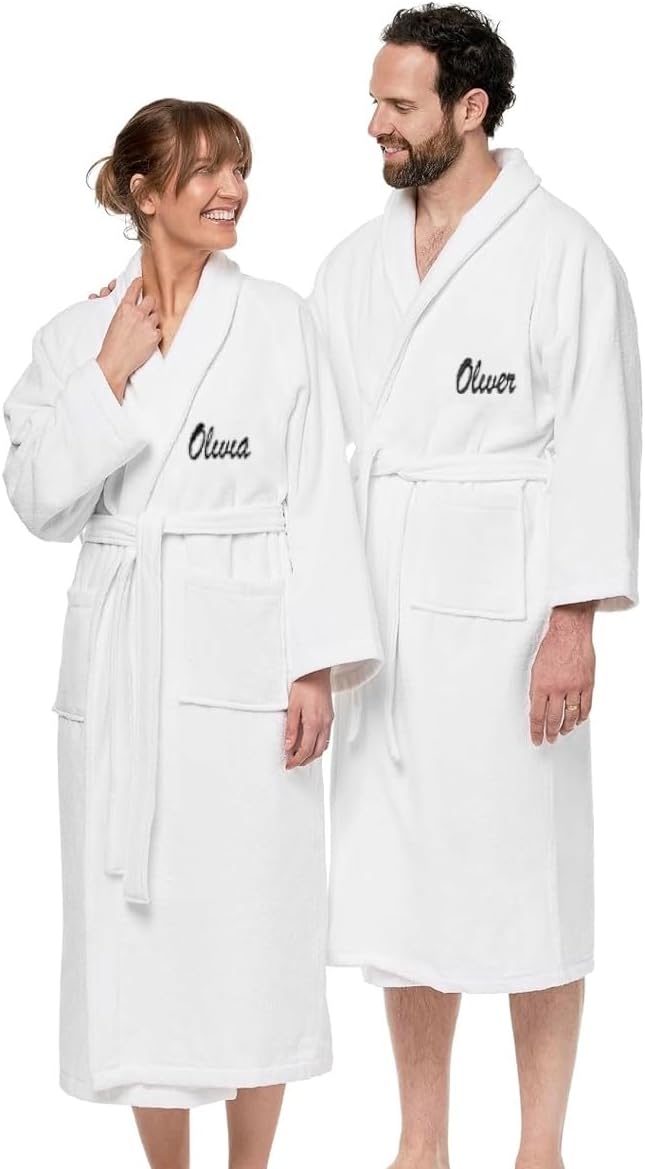 BEN KAUFMAN SALES CO Custom Bathrobes | 2pc Cotton Velour Personalized His and Hers Robes For Couples Monogrammed Bathrobe…
