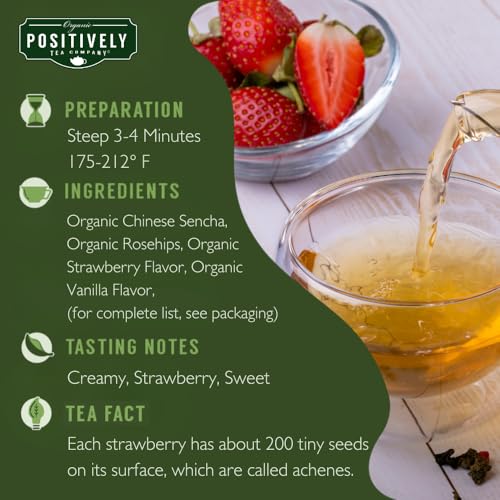 Image of Organic Positively Tea Company, Strawberries and Cream, Green Tea, Loose Leaf, 4 Ounce