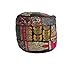 BhagyodayFashions Indischer runder Patchwork-Pouf mit Stickerei, Ottomanen-Bezug, Hocker-Bezug, Kissen, gemustert, Cocktail-Optik, Baumwolle, handgefertigt, 45,7 x 33,6 cm, Schwarz