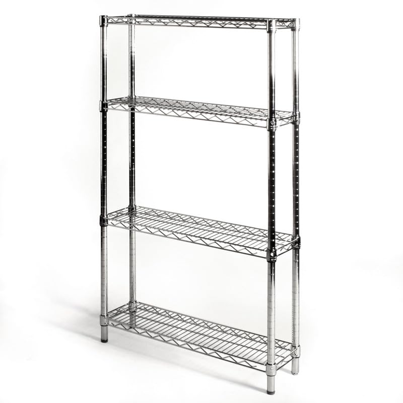 Shelving Inc. 10" d x 30" w x 54" h Chrome Wire Shelving with 4 Tier Shelves, Weight Capacity 800lbs Per Shelf