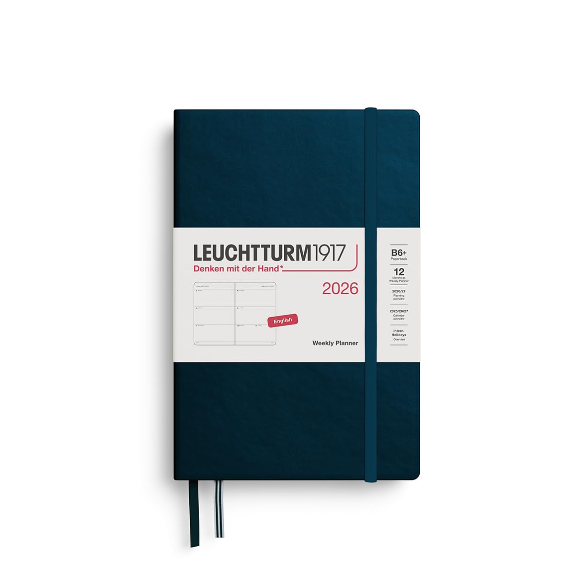 LEUCHTTURM1917 372720 Paperback (B6+) Agenda semainier 2026 Deep Sea en anglais