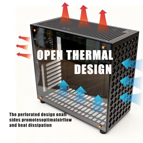 Image of ATX Gaming PC Case, CNC Machined Full Aluminum Tower, High-Airflow Full Ventilation Design, Type-C Front I /O, Dust Filters, Transparent Acrylic Side Panel, Black
