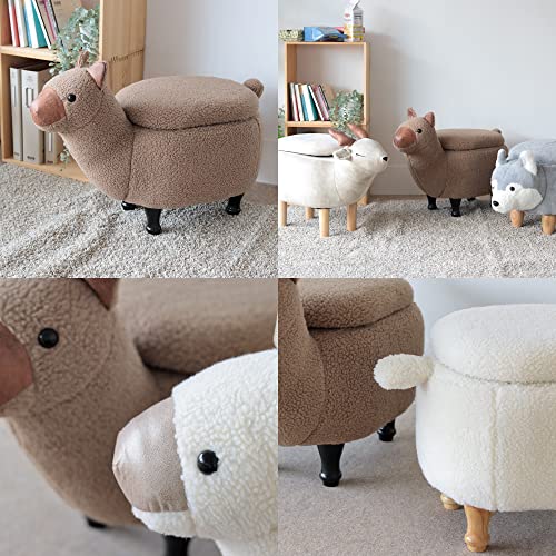 アニマルスツール スツール 収納 動物 収納スツール 動物スツール スツールボックス オットマン 収納もできるスツール ミニスツール 収納付き 脚付き 椅子 座れる ANIMAL STOOL アルパカ Cream (m) [4]