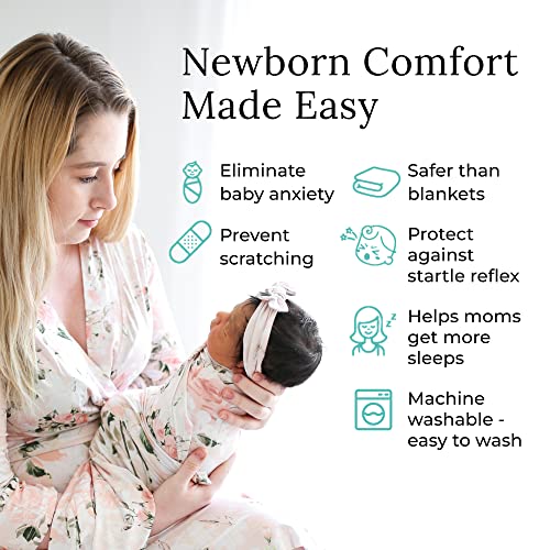 Image of Posh Peanut Swaddle Blanket & Headband Set - Viscose from Bamboo Stretchy Baby Swaddle for Newborn Girls, Receiving Blanket or Nursing Cover