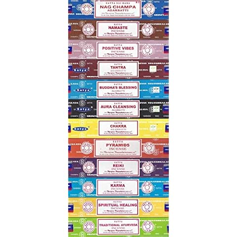 Set of 12 Nag Champa Namaste Positive Vibes Tantra Buddha Blessing Aura Cleansing Chakra Pyramids Reiki Karma Spiritual Healing Traditional Ayurveda by Satya Cover
