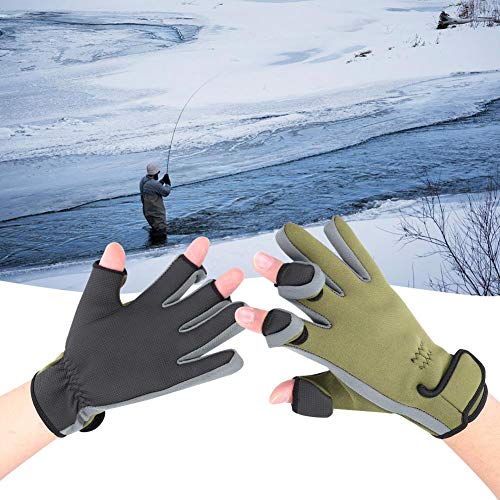 Vgeby Fishing Gloves, Winter Outdoor Windproof Waterproof Full Finger Glove For Snow, Ski, Biking, Fishing, Running, Hiking(Green) Fishing Gloves #TOP4
