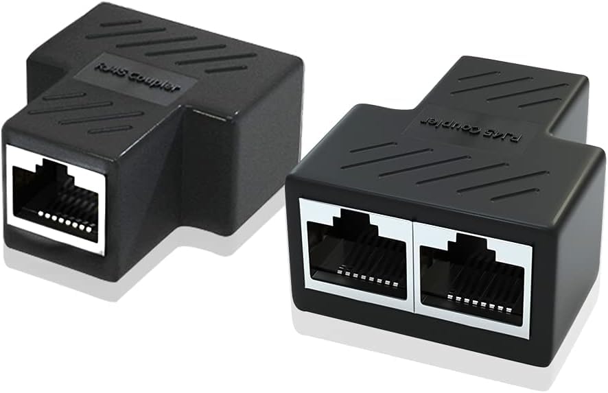 APPSTER 1pc Rj45 LAN Splitter Adapter 1 to 2 Ethernet Cable Splitter Female 8P8C Network Plug LAN Coupler for Laptop, Router, Computer Modem Server for Cat5 Cat5e Cat6 Cat7 (Pack of 1pcs)-image-0