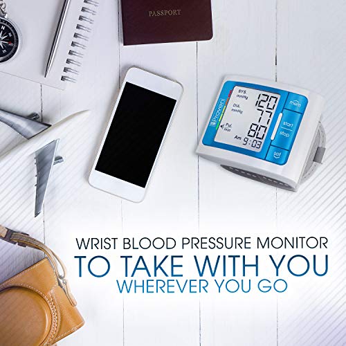 [2020 Model with Backlight] iProven Blood Pressure Cuff Wrist - BP Monitor with Backlight and Large Screen - 60 Reading Memory and Batteries Included (Blue) - Thumbnail 3