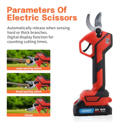 Jovant 2-IN-1 Cordless Electric Pole Pruning Shears, 12.6FT Telescopic Reach, 1.1 Inch(28mm) Cutting Diameter, Brushless Motor, 2×20V 2000mAh Battery, Garden Tree Branch Pruning & Trimming by jovant - Used condition - Image 5