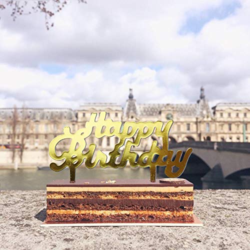 Gold Mini Plastic Happy Birthday Cupcake Cake Toppers Picks For Party Dessert Table Decorations Supplies, 50 Counts By Shxstore #TOP5