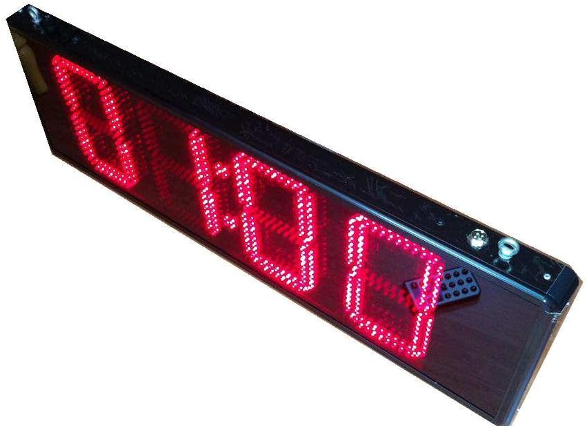 AZOOU 8-Inch 4 Digits LED Clock with Hours Minutes IR Remote Control, Red Color