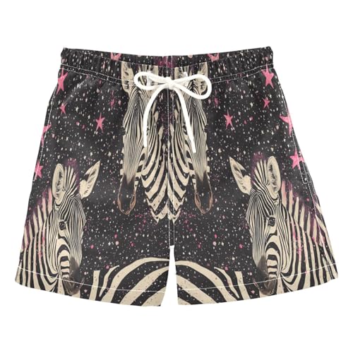Jucciaco Boys Beach Board Shorts Zebra Horse Cool Galaxy Quick Dry Swim Trunk Swimwear for Kids