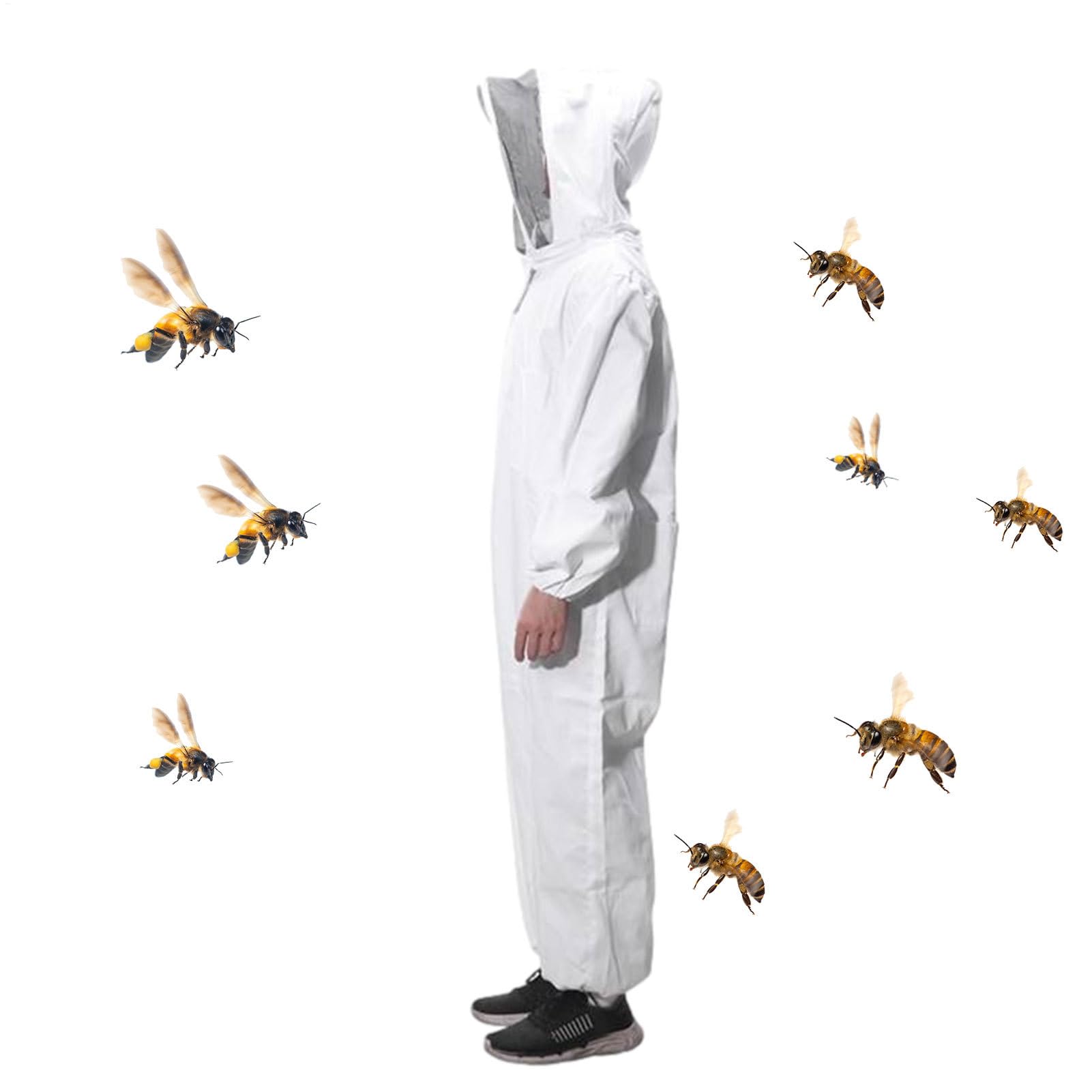 Imkeranzug Imkerei Anzug Ganzkörper Schutzanzug Schutzbekleidung Vollschutz Imkeranzug Mit Taschen Und Elastischen Bündchen Für Imker, Professioneller Imkeranzug Für Männer Und Frauen