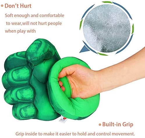 NuGeriAZ Superhero Gloves for Kids Superhero Hands Toy Soft Plush Hero Fists Cosplay for Boy Christmas Halloween Birthday Gift(Green C) - Image 4