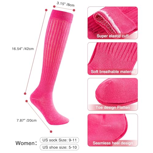 Image of Century Star Knee High Slouch Socks for Women - 80s 90s Scrunch Socks Soft Leg Warmers Stacked Boot Socks Holiday Daily