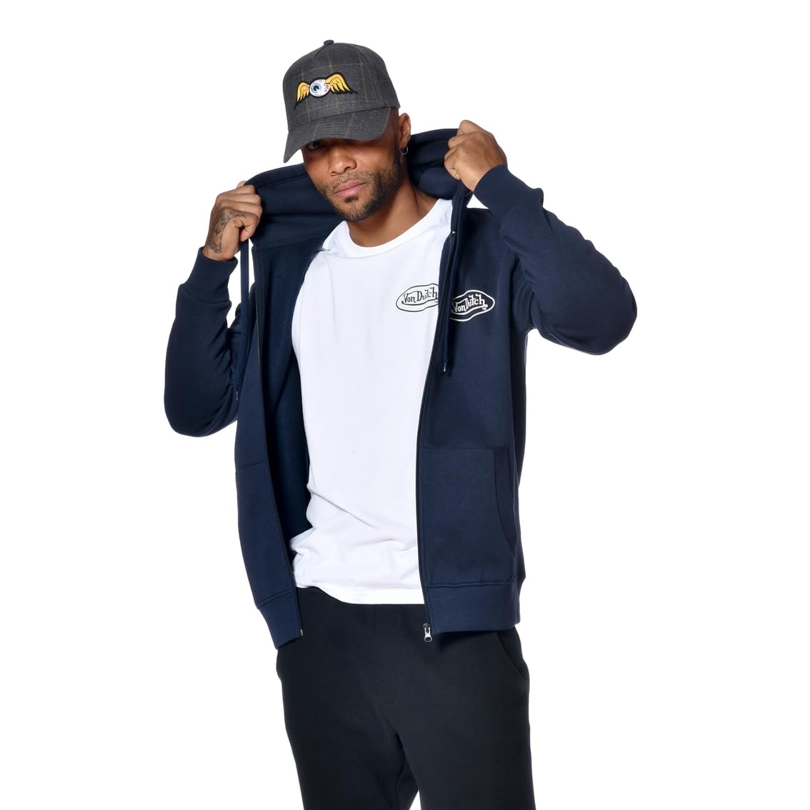 Von Dutch Męska bawełniana bluza z kapturem Slimane, wygodna i ciepła