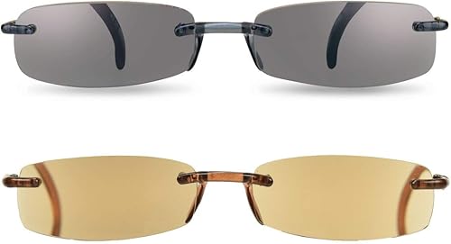 proSPORT 2 pares de lentes de sol de lectura tintados, sin montura para hombres y mujeres