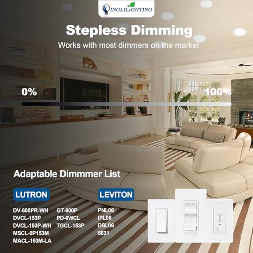 dllt led recessed ceiling lights 12 pack 6 inch 5cct ultra-thin lighting with junction box for bedroom - 1200lm brightness 12w eqv 110w dimmable canless wafer downlight with etlampfcc