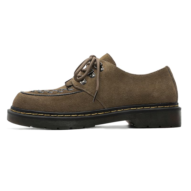 Suede Creeper Oxford Shoes, Platform Lace-up Casual Shoes, Available in Black, Brown, Khaki2