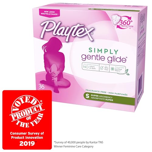Image of Playtex Simply Gentle Glide Unscented Tampons, Super Absorbency, 36 Count (Pack of 1) (Packaging May Vary)