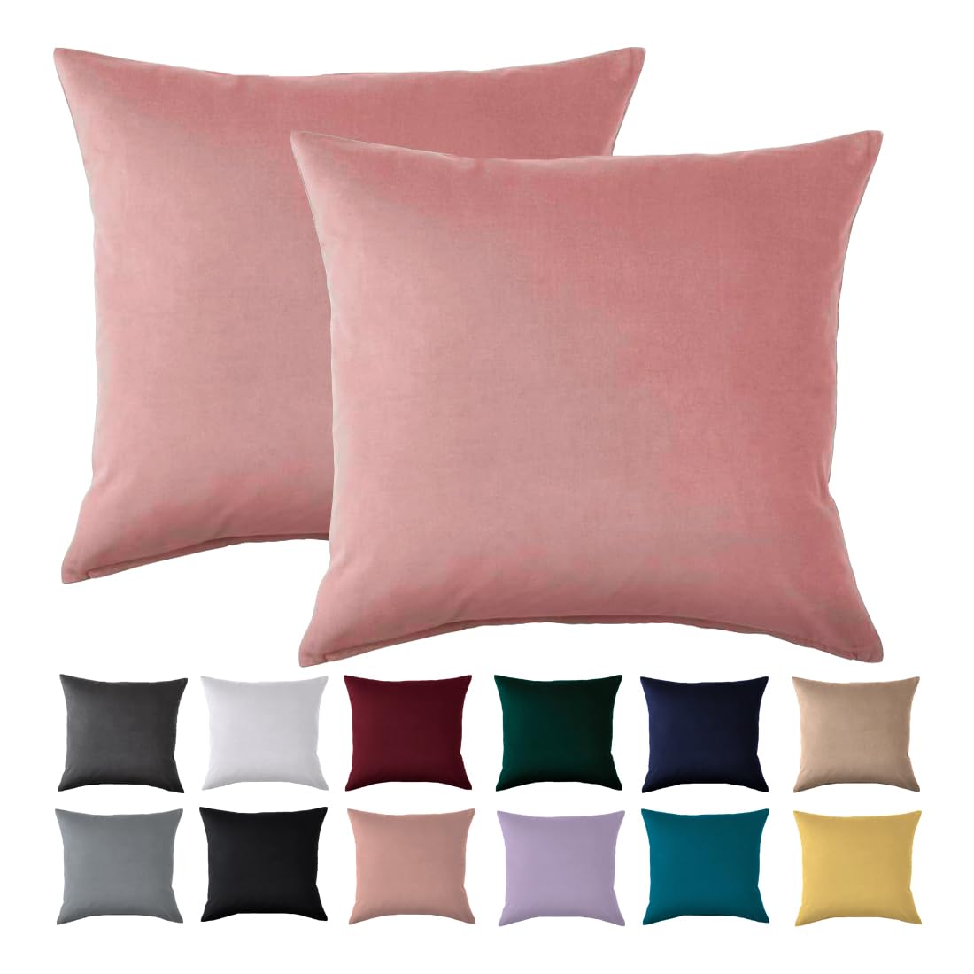 Cushion Cover 50 x 50 cm, Set of 2 - Pillowcase 50 x 50 cm, Coral Pink for Pillows, 100% Microfibre Cushion Cover, Non-Iron and Wrinkle-Free with Zip