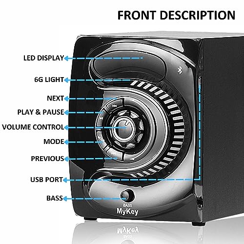 Image of MyKey HT-X20 60W RMS Home Theater System 4.1 Channel Multimedia Speaker with High Bass, Bluetooth, USB, AUX, FM & Remote Control - Enjoy Movie Theater Sound at Home (X20)