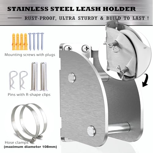 Secure Holder for Retractable Dog Leash,Stainless Steel Wall Hook,Heavy Duty Metal Bracket for Small Medium Large Retractable Leashes,Mounted Indoor and Outdoor,No Runaway System - Image 6