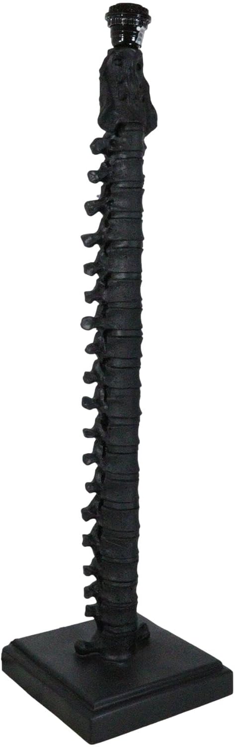 Ebros Gift Large Gothic Ossuary Black Vertebrae Back Bones Spine Skeleton Human Anatomy Table Lamp with Black Shade 36" Tall Macabre Lighting Accent Home Decor