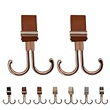 colulu（コルル）ベビーカー用 フック ダブルクリップ 360度回転 高耐荷重 レザー おしゃれ 頑丈 かわいい 2個セット（ピンクゴールド/ブラウン）